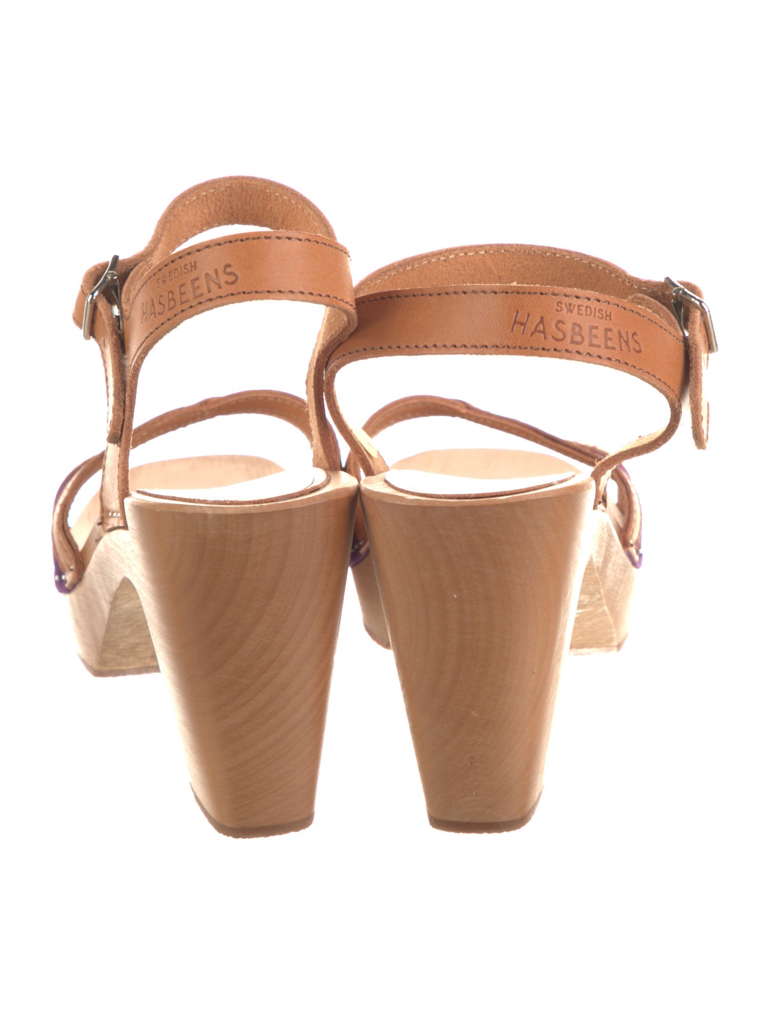 Swedish Hasbeens Leather Leather Trim Embellishment Slingback Sandals