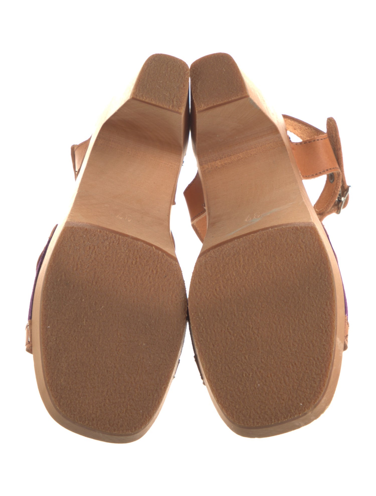 Swedish Hasbeens Leather Leather Trim Embellishment Slingback Sandals