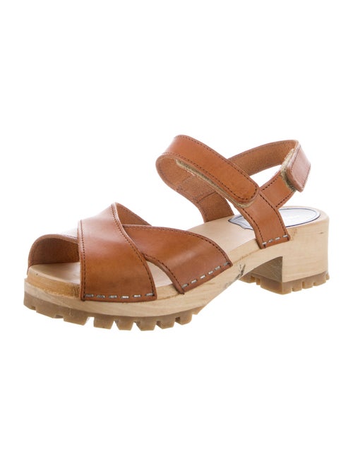 Swedish Hasbeens Leather Leather Trim Embellishment Slingback Sandals