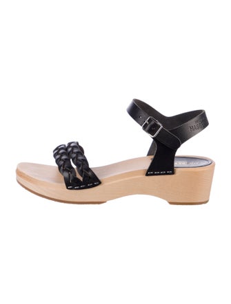 Swedish Hasbeens Leather Braided Accents Sandals