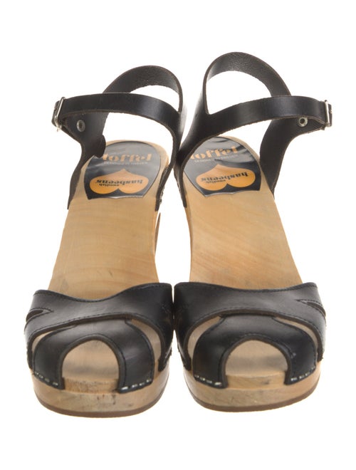 Swedish Hasbeens Leather Colorblock Pattern Slingback Pumps