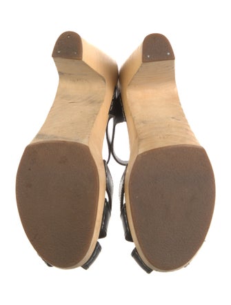 Swedish Hasbeens Leather Colorblock Pattern Slingback Pumps