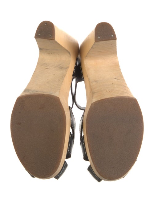 Swedish Hasbeens Leather Colorblock Pattern Slingback Pumps