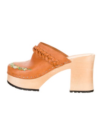 Swedish Hasbeens Leather Braided Accents Mules