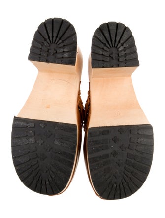 Swedish Hasbeens Leather Braided Accents Mules