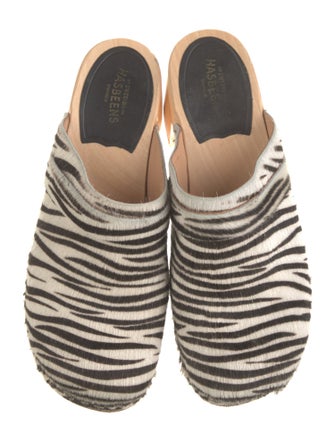 Swedish Hasbeens Ponyhair Printed Mules