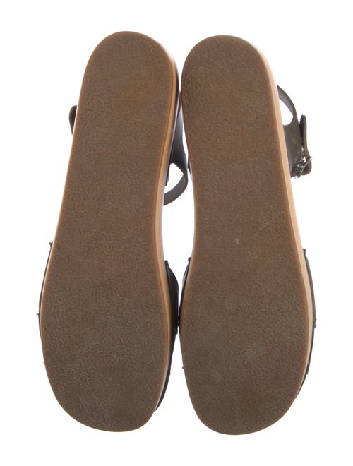 Swedish Hasbeens Leather Colorblock Pattern T-Strap Pumps