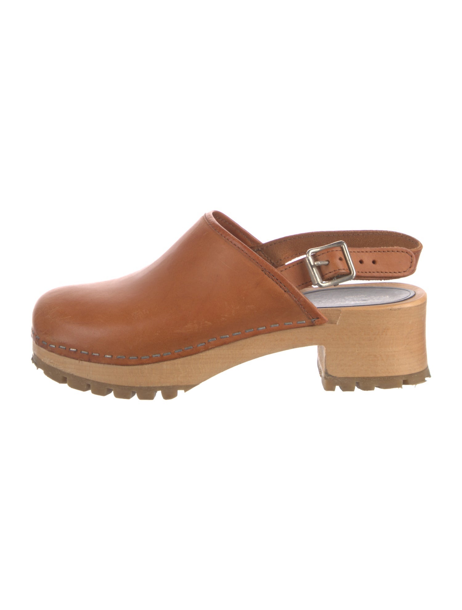 Swedish Hasbeens Leather Colorblock Pattern Mules