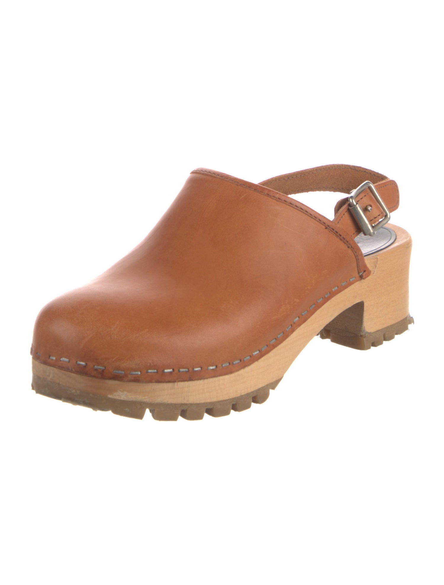 Swedish Hasbeens Leather Colorblock Pattern Mules