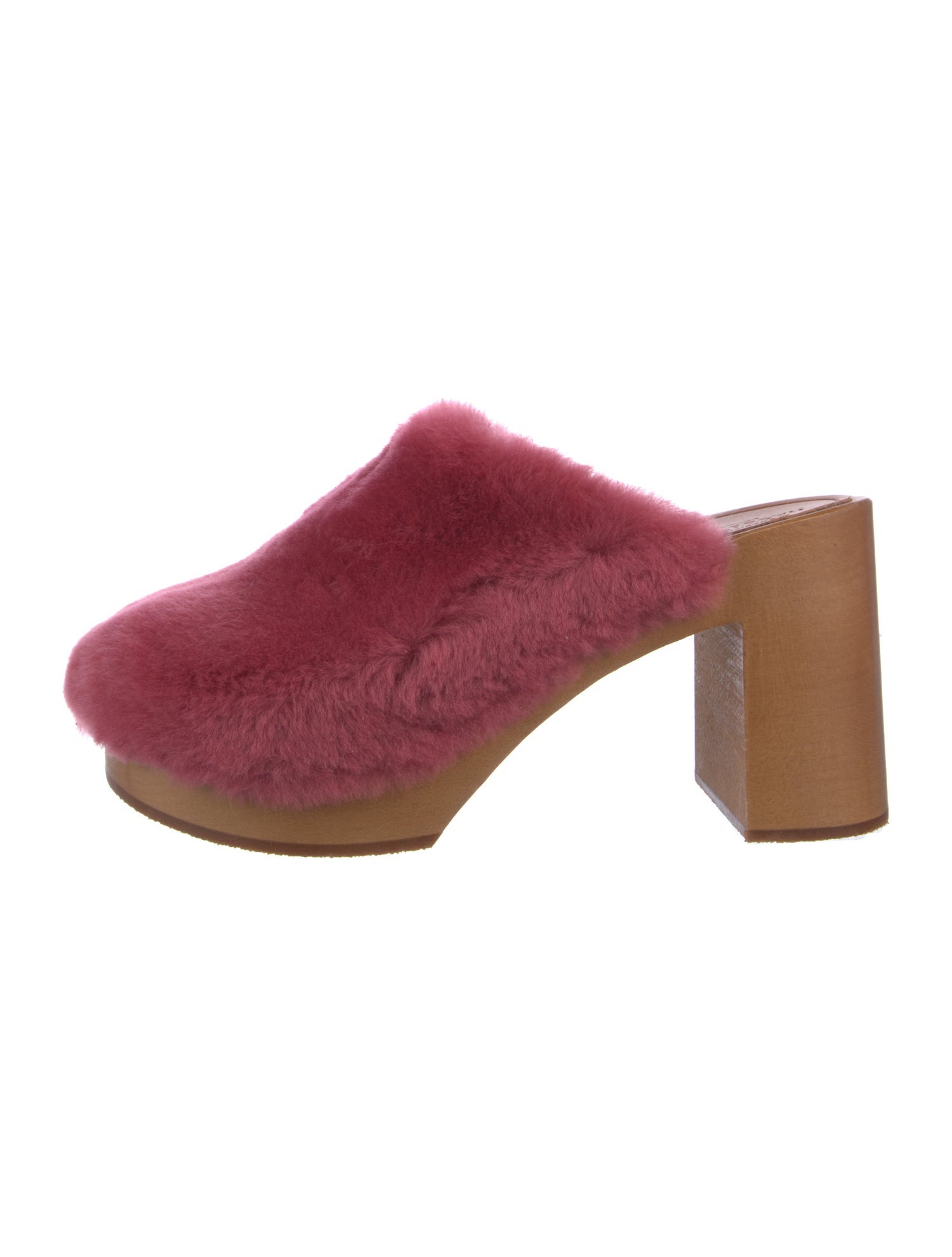 Swedish Hasbeens Fur Colorblock Pattern Mules