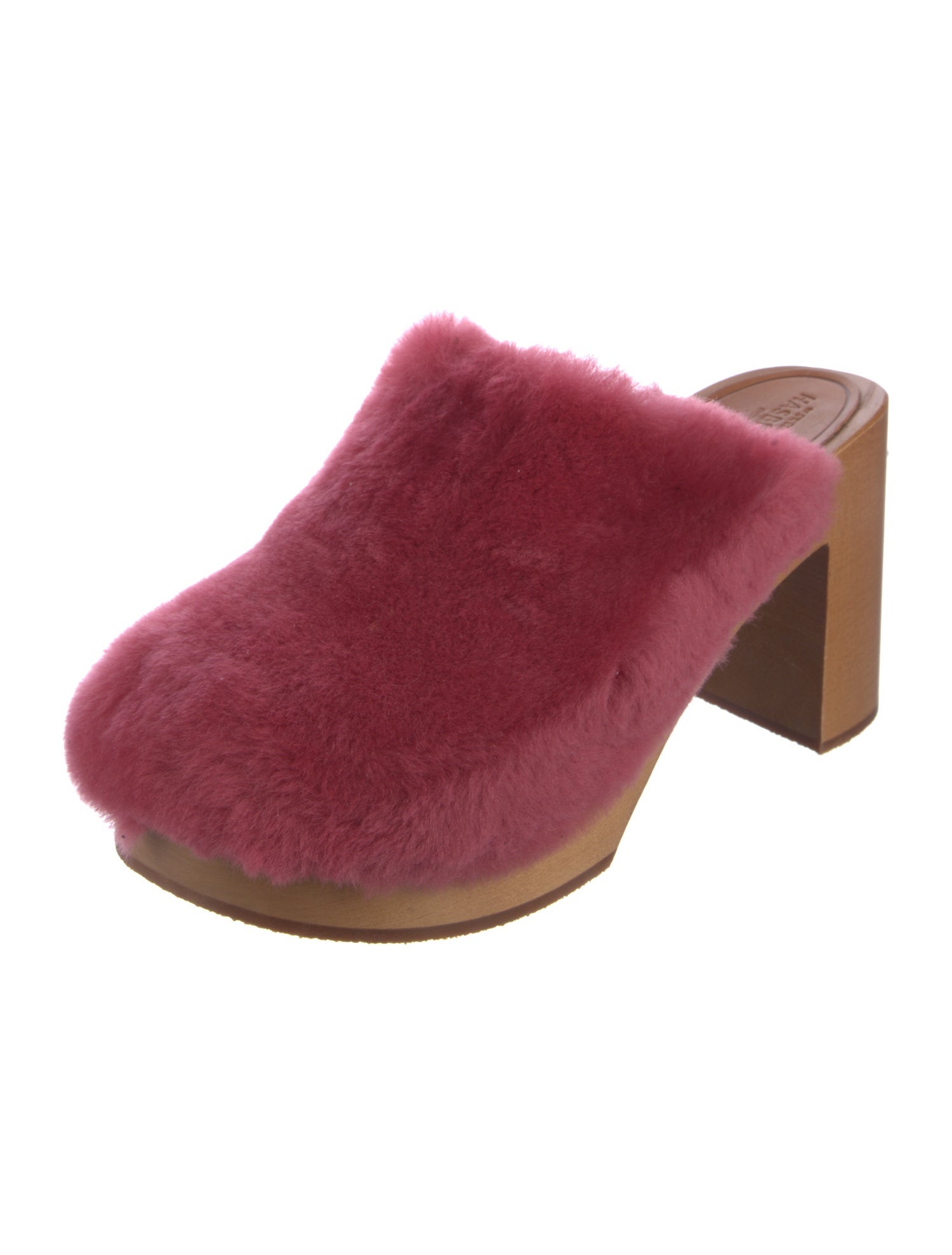 Swedish Hasbeens Fur Colorblock Pattern Mules
