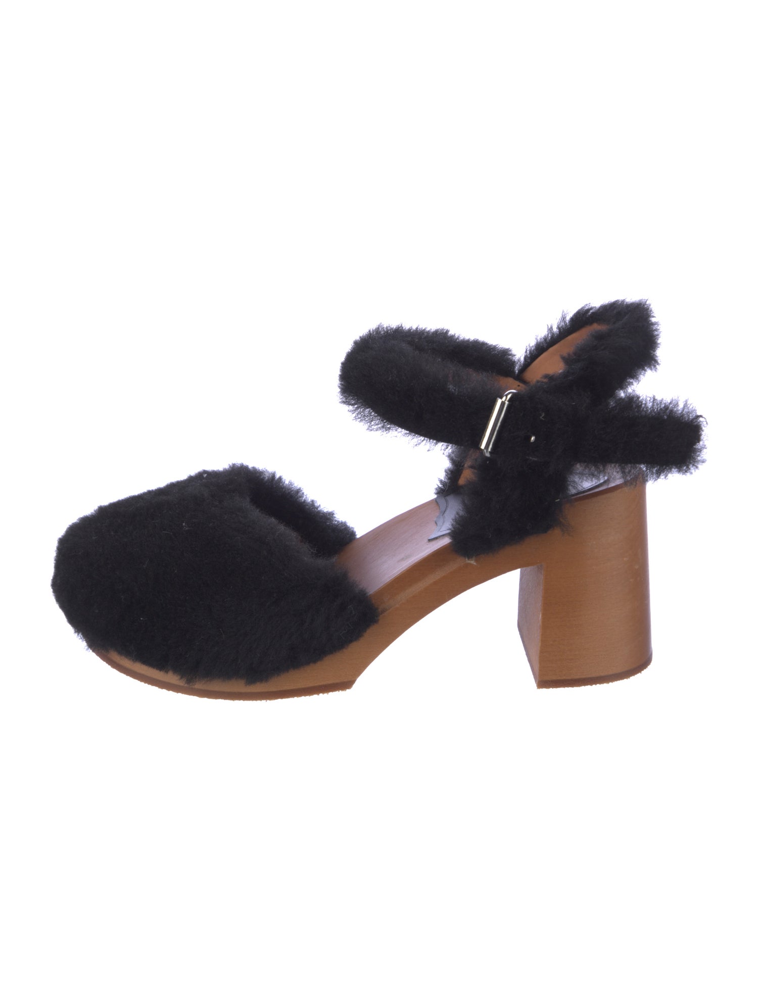 Swedish Hasbeens Shearling Slingback Pumps
