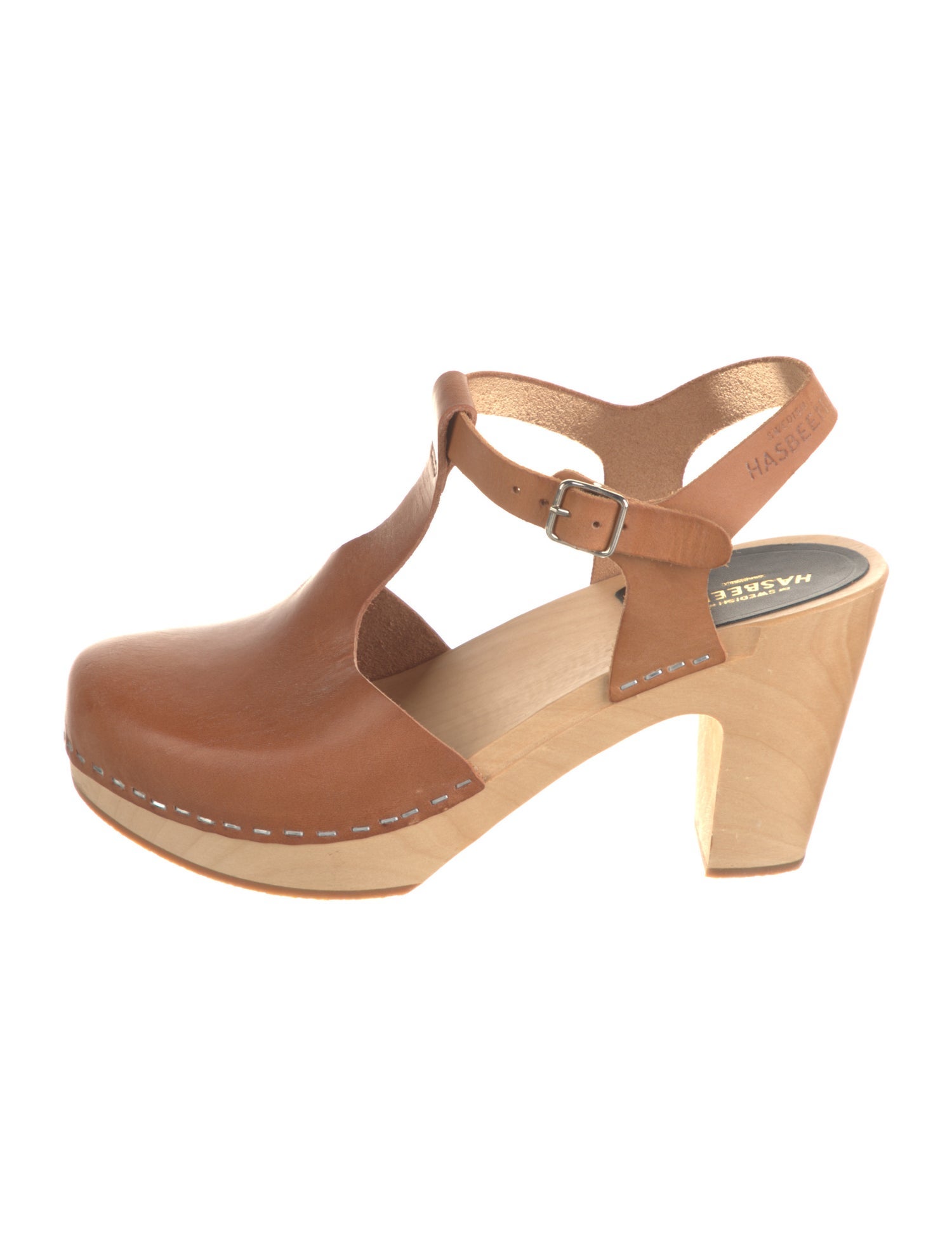 Swedish Hasbeens Leather T-Strap Pumps