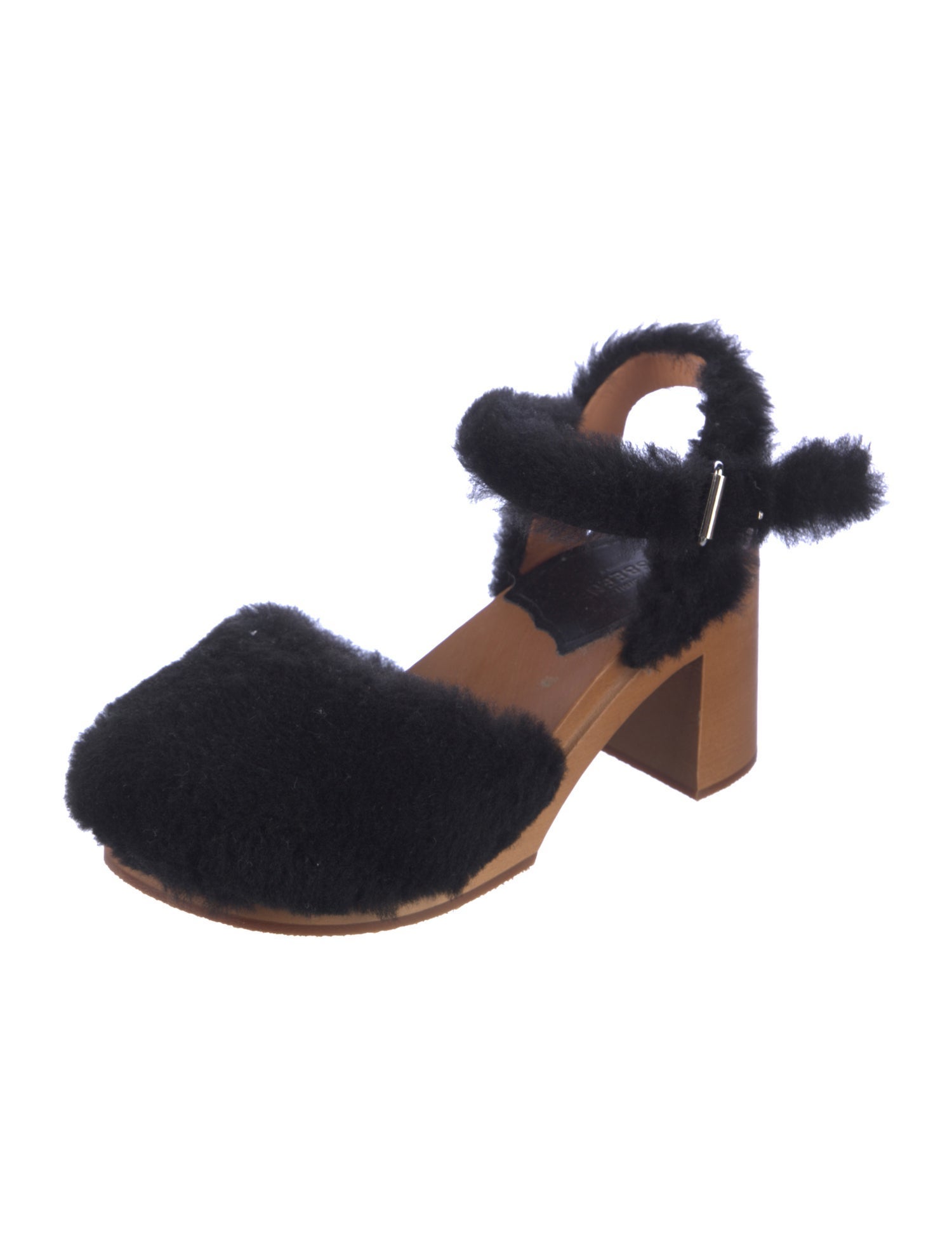 Swedish Hasbeens Shearling Slingback Pumps