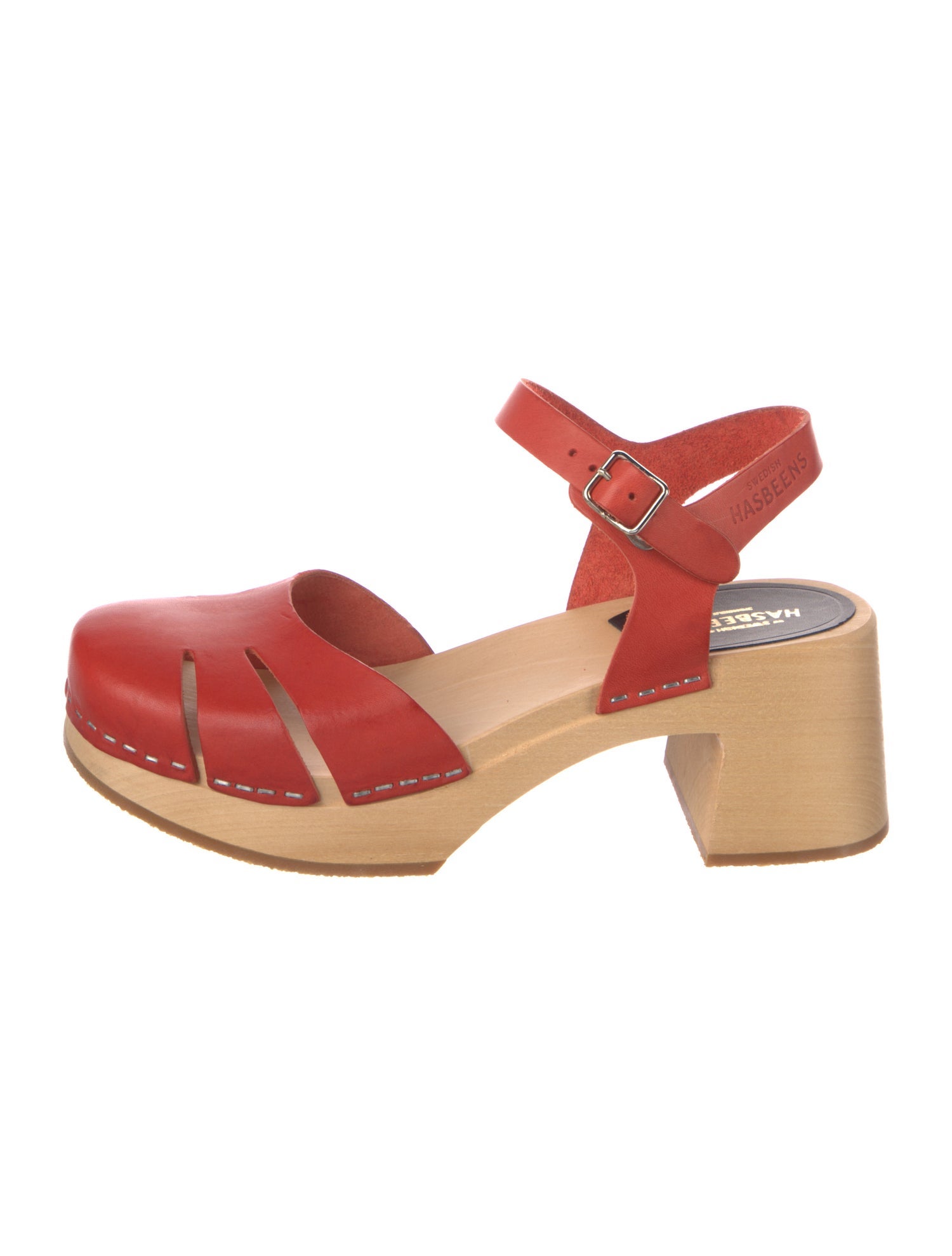 Swedish Hasbeens Leather Cutout Accent Slingback Pumps