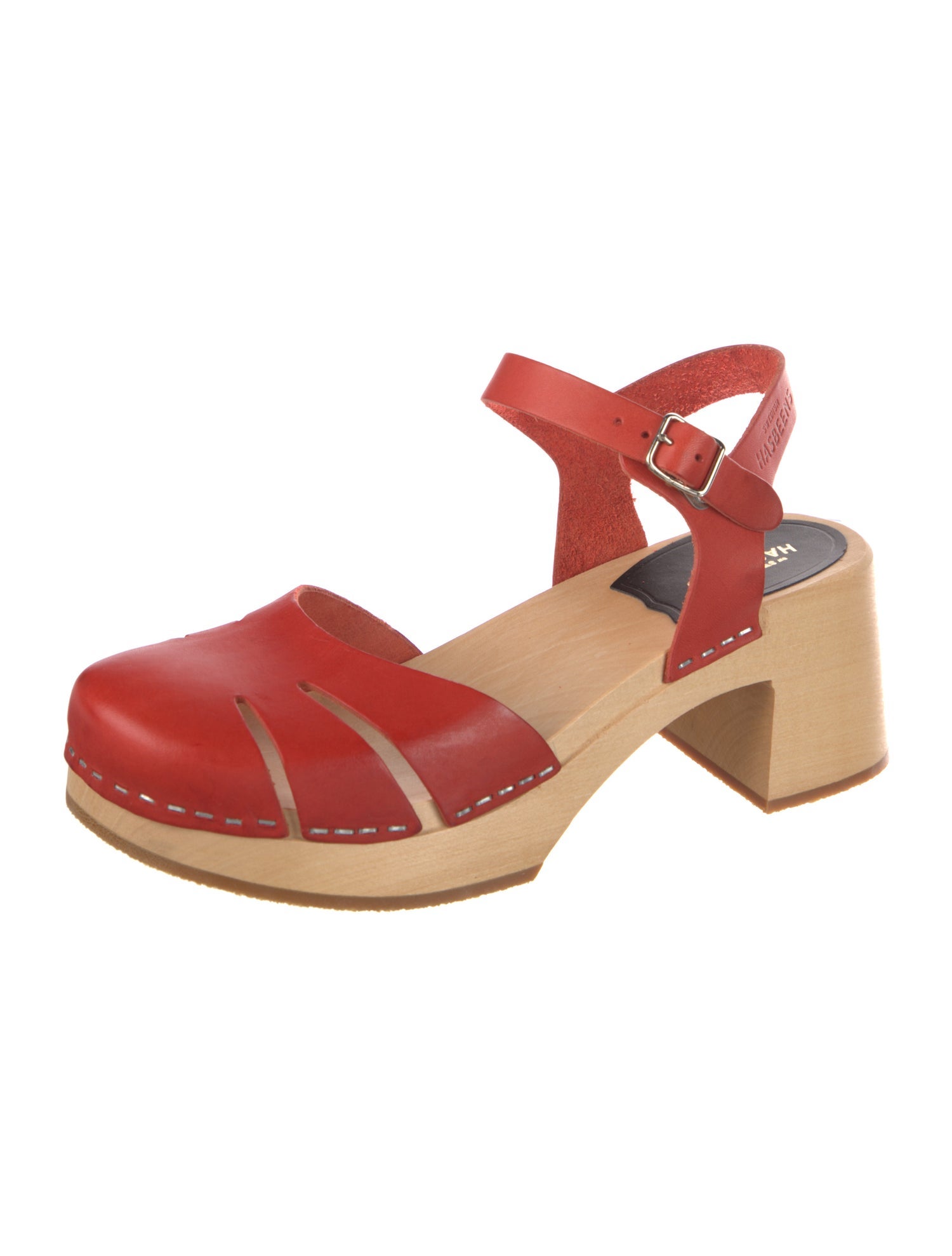 Swedish Hasbeens Leather Cutout Accent Slingback Pumps