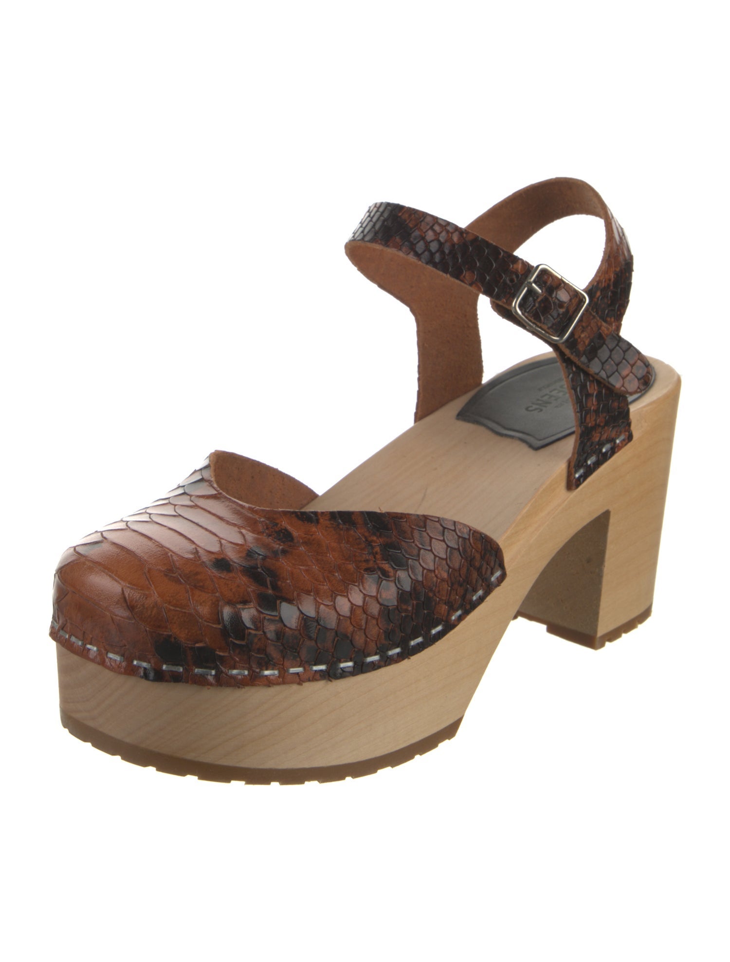 Swedish Hasbeens Leather Animal Print Slingback Pumps