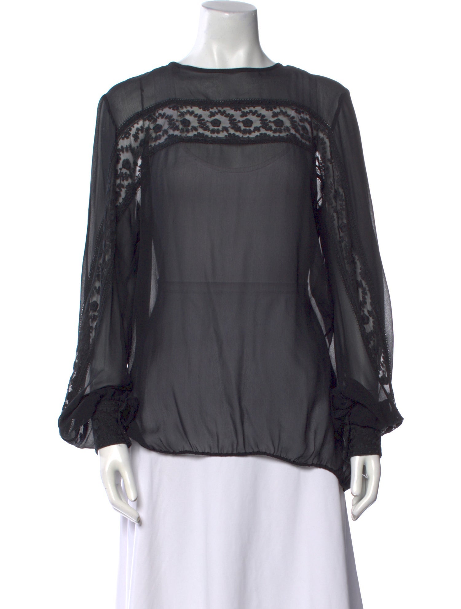 HIGH by Claire Campbell Bateau Neckline Long Sleeve Blouse