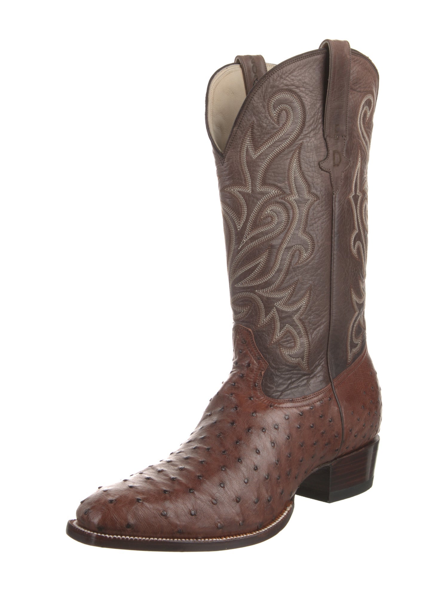 Heritage Boot Co. Ostrich Embroidered Accent Western Boots