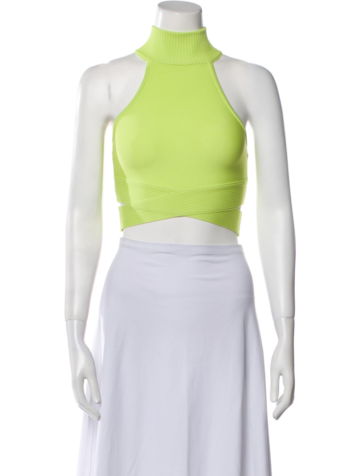 Hervé by Hervé Léger Mock Neck Sleeveless Crop Top