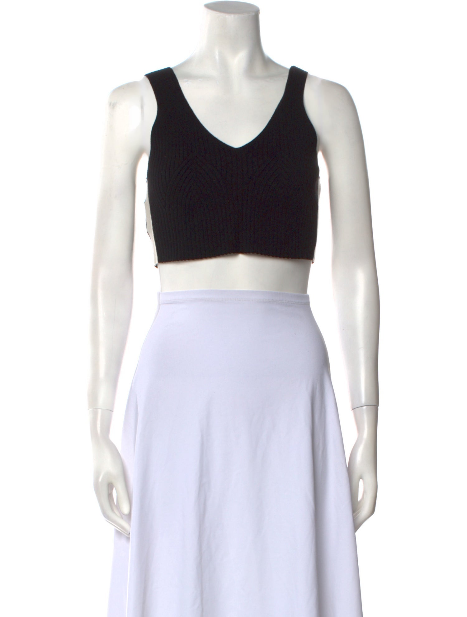 Hervé by Hervé Léger V-Neck Sleeveless Crop Top