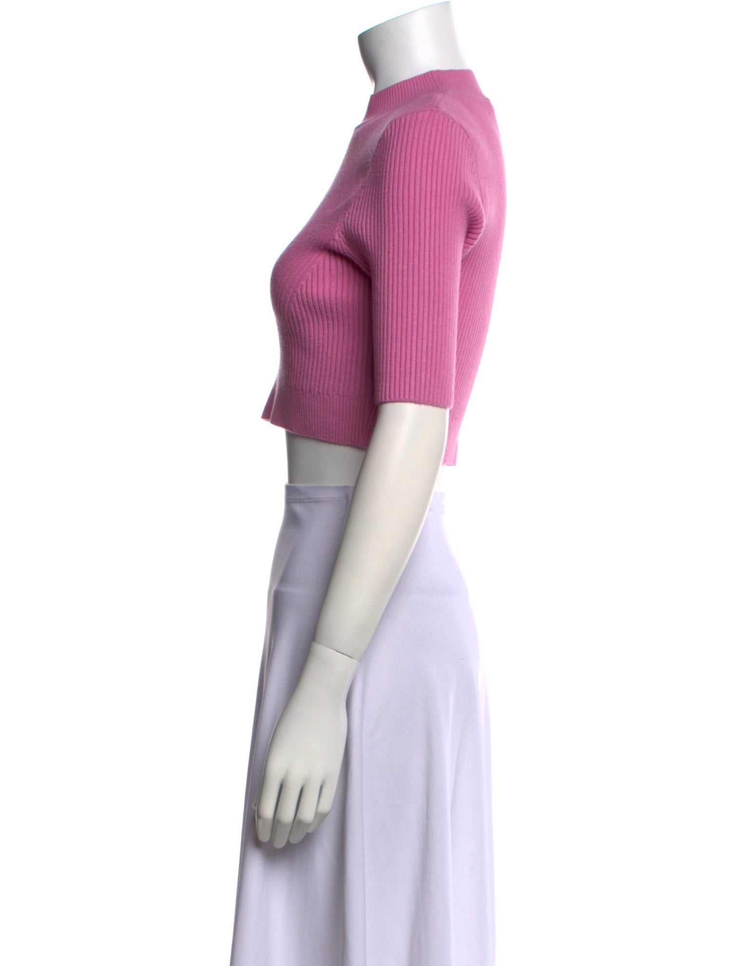 Hervé by Hervé Léger Mock Neck Short Sleeve Crop Top