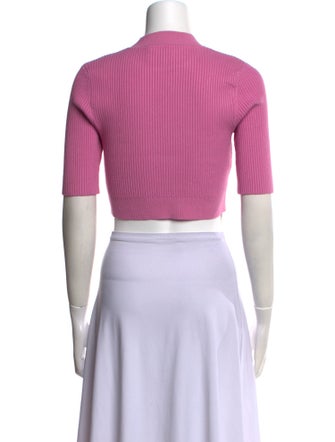 Hervé by Hervé Léger Mock Neck Short Sleeve Crop Top