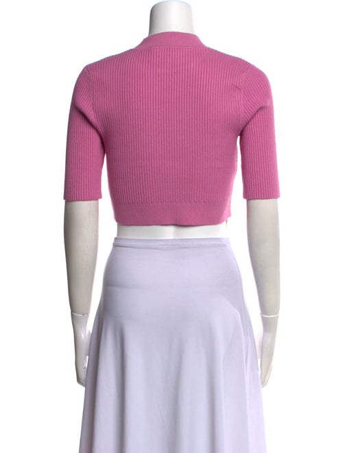 Hervé by Hervé Léger Mock Neck Short Sleeve Crop Top