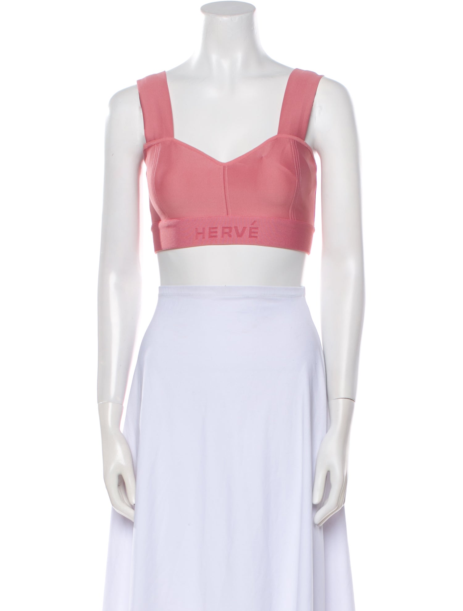 Hervé by Hervé Léger Square Neckline Sleeveless Crop Top