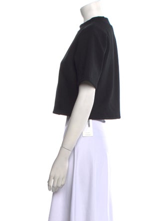 Hervé by Hervé Léger Mock Neck Short Sleeve Crop Top