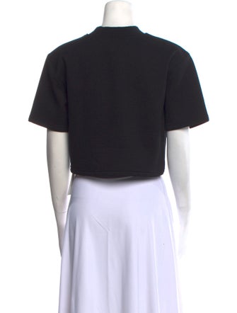 Hervé by Hervé Léger Mock Neck Short Sleeve Crop Top