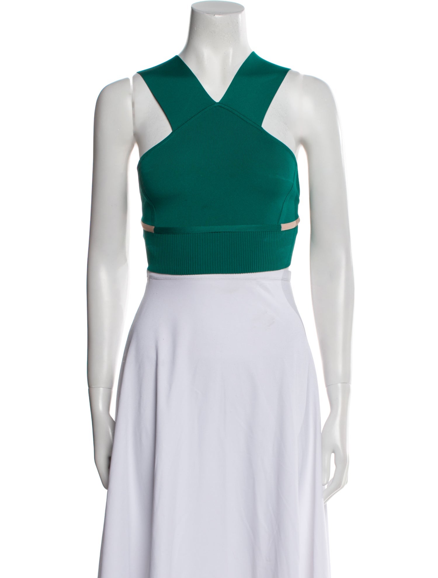 Hervé by Hervé Léger V-Neck Sleeveless Crop Top