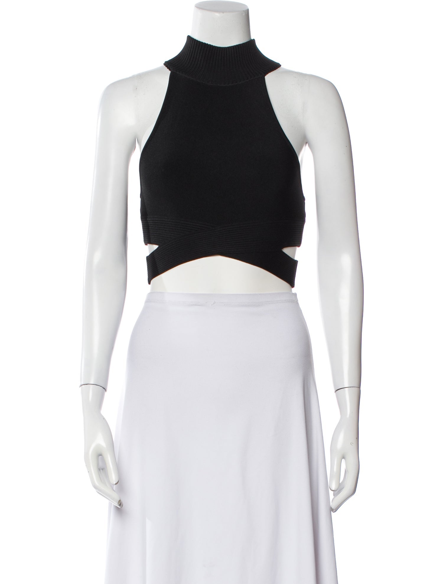 Hervé by Hervé Léger Mock Neck Sleeveless Crop Top