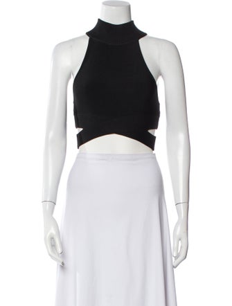 Hervé by Hervé Léger Mock Neck Sleeveless Crop Top