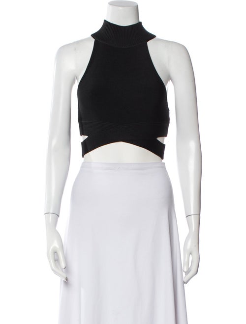 Hervé by Hervé Léger Mock Neck Sleeveless Crop Top