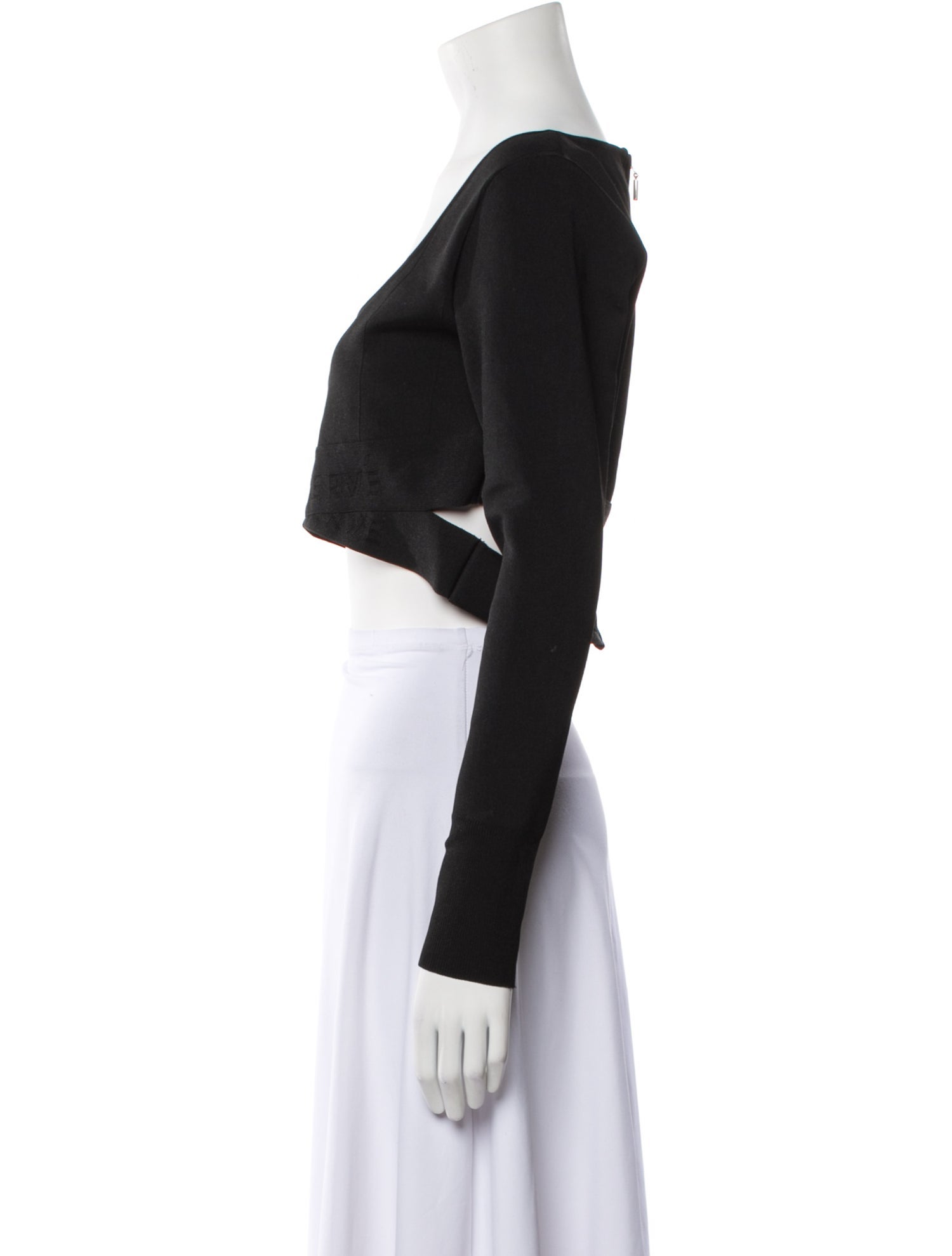 Hervé by Hervé Léger Scoop Neck Long Sleeve Crop Top