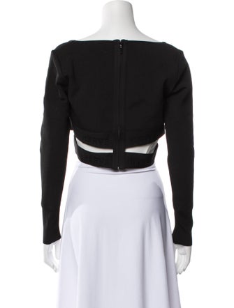 Hervé by Hervé Léger Scoop Neck Long Sleeve Crop Top