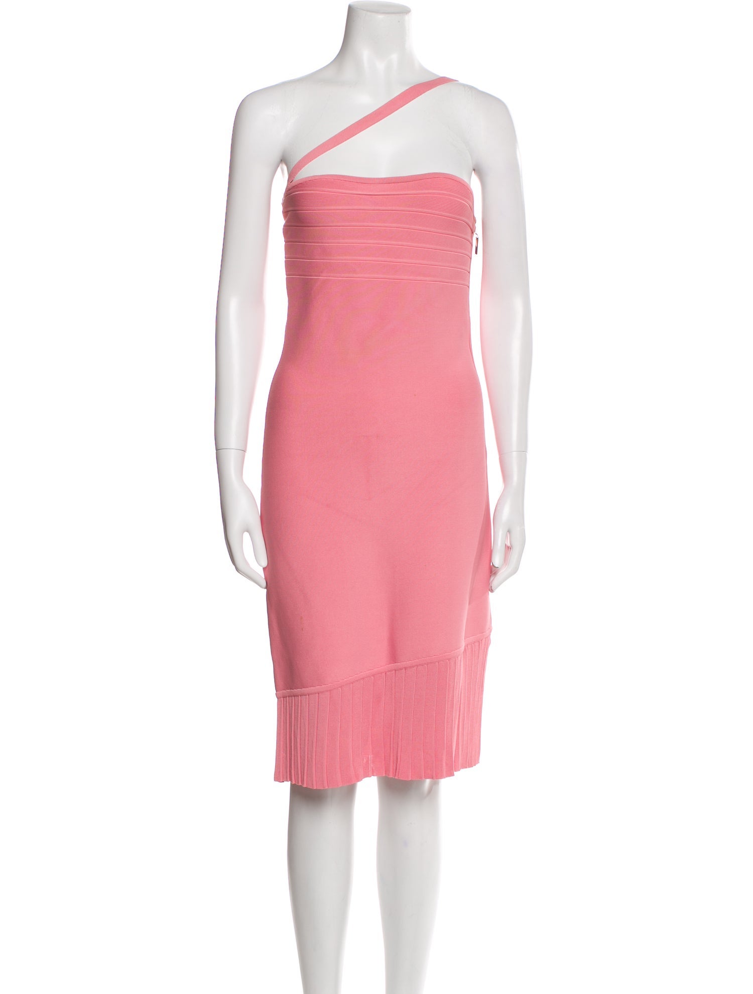 Hervé by Hervé Léger One-Shoulder Knee-Length Dress