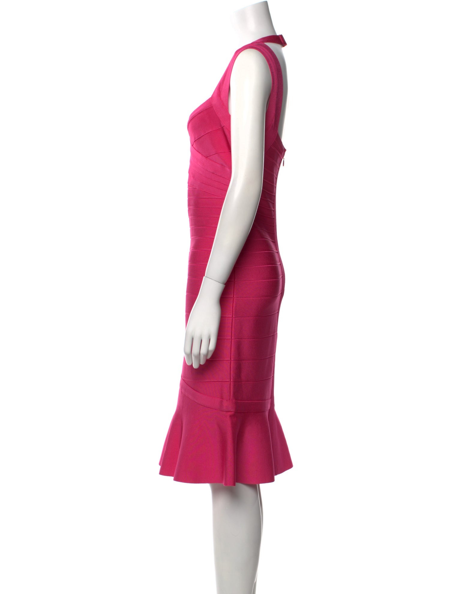 Hervé by Hervé Léger V-Neck Knee-Length Dress