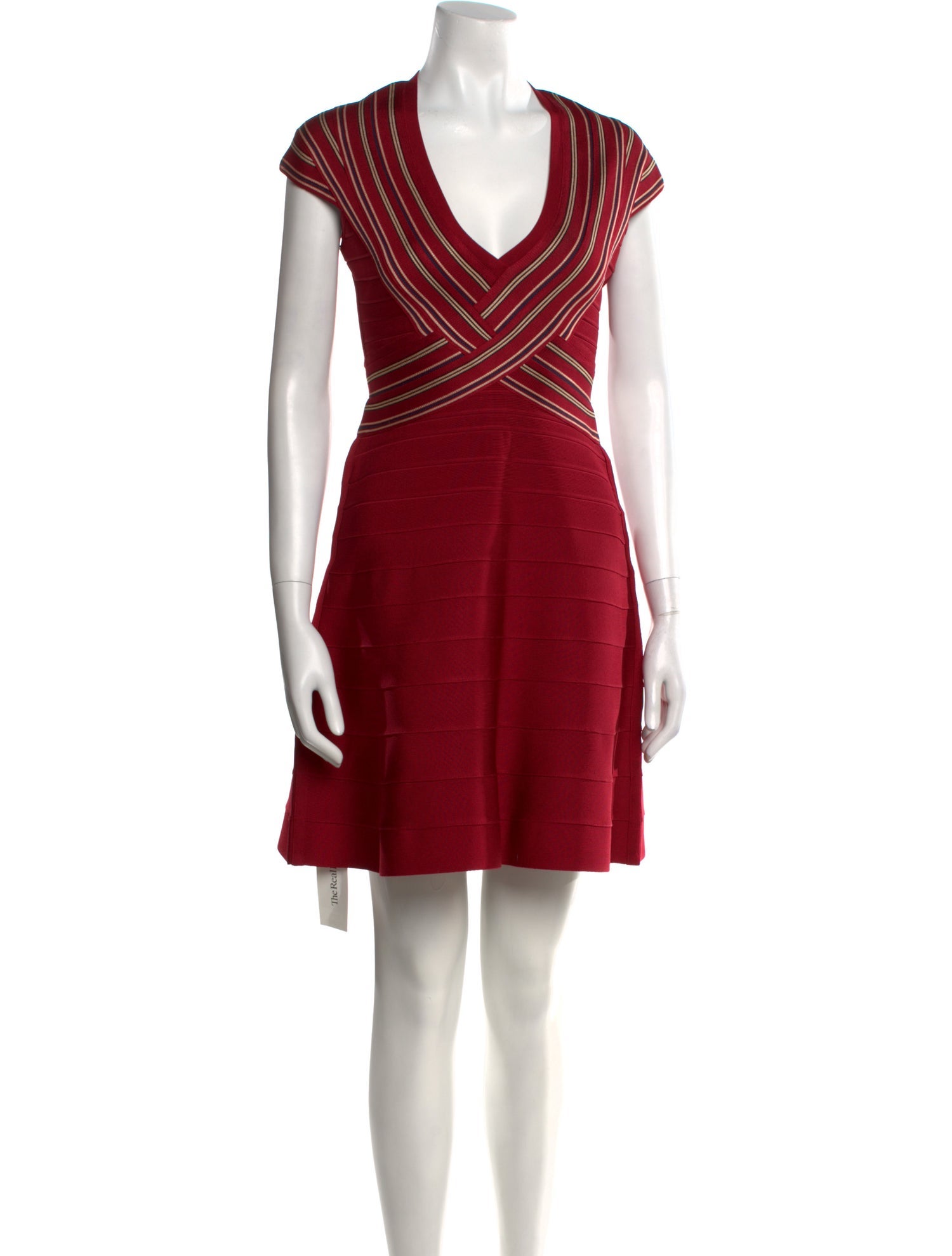 Hervé by Hervé Léger V-Neck Mini Dress