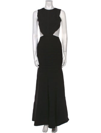 Hervé by Hervé Léger Crew Neck Long Dress