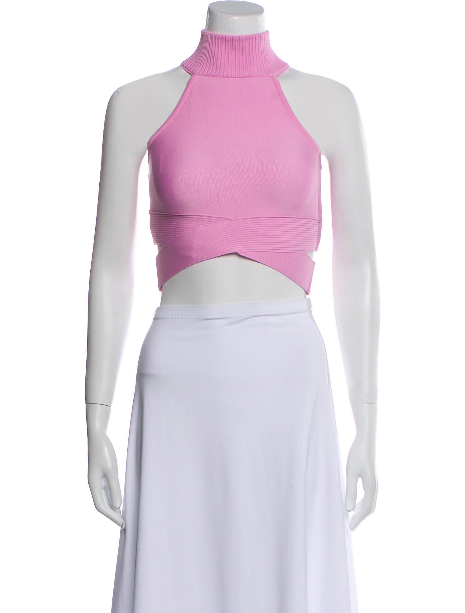 Hervé by Hervé Léger Turtleneck Sleeveless Crop Top