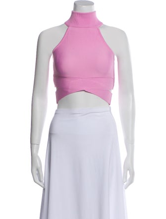 Hervé by Hervé Léger Turtleneck Sleeveless Crop Top