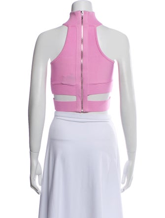 Hervé by Hervé Léger Turtleneck Sleeveless Crop Top