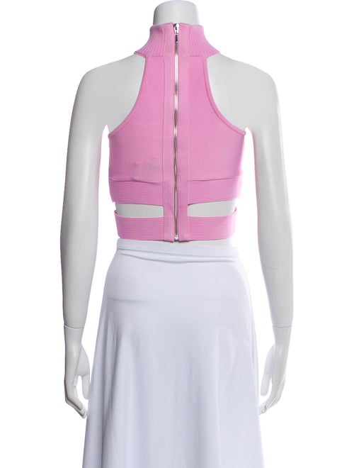 Hervé by Hervé Léger Turtleneck Sleeveless Crop Top