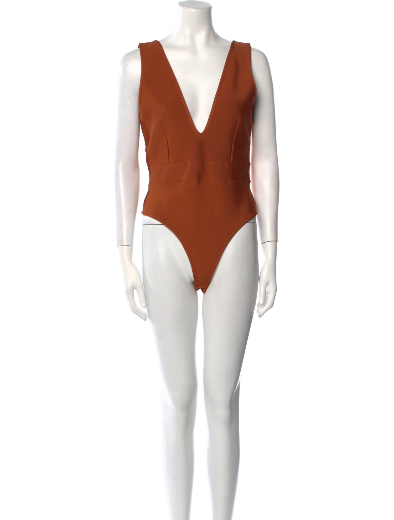 Hervé by Hervé Léger V-Neck Sleeveless Bodysuit