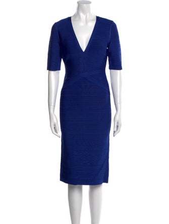 Hervé by Hervé Léger V-Neck Knee-Length Dress