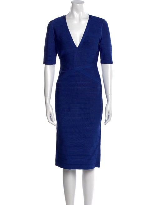 Hervé by Hervé Léger V-Neck Knee-Length Dress