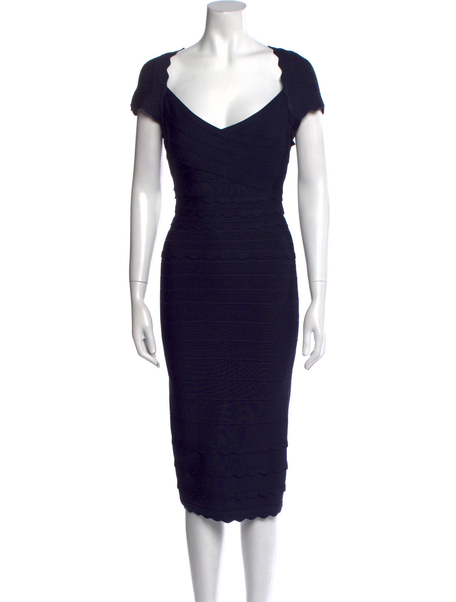 Hervé by Hervé Léger V-Neck Midi Length Dress