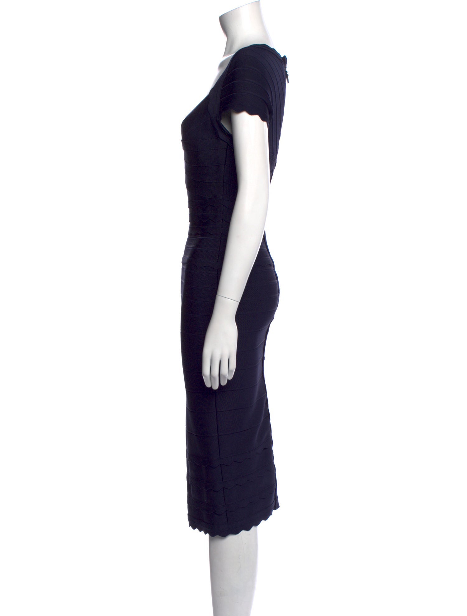 Hervé by Hervé Léger V-Neck Midi Length Dress